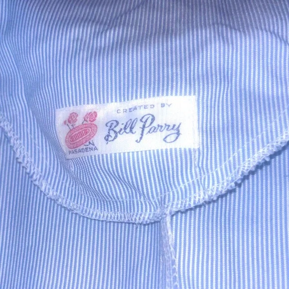 ORIG VTG Bill Parry Pinstriped Seersucker leisure suit with bronze buckle - Picture 7 of 15